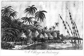 'A Village at Nancowry', Nicobar Islands, 1799. Artist: Unknown
