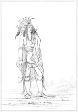 Iroquois brave, 1841.Artist: Myers and Co