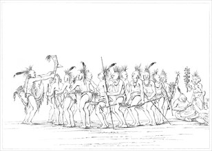 Slave dance, Sac and Fox, Rock Island, Upper Mississippi, 1841.Artist: Myers and Co