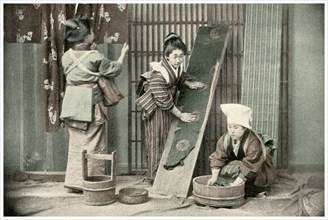 Washing kimonos, Japan, 1904. Artist: Unknown
