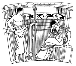 The Loom of Penelope, from the Chuisi Vase, Etruscan, c400 BC (1930). Artist: Unknown
