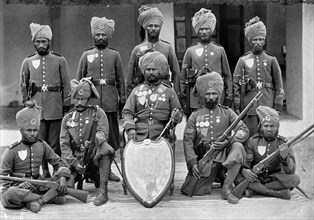 The champion shooting team of the 26th Punjab Regiment of Bengal Infantry, 1896. Artist: T Winter