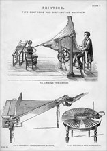 Printing; type composing and distributing machines, 19th or 20th century. Artist: Unknown
