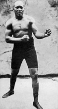 Jack Johnson, the first black world heavyweight boxing champion, 1908 (1951). Artist: Unknown