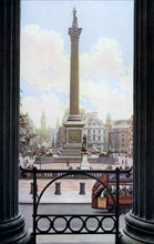 Nelson's Column and Trafalgar Square from the terrace of the National Gallery, London, c1930s. Artist: Spencer Arnold