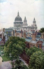 View from the Old Bailey towards St Paul's Cathedral, London, c1930s.Artist: WS Campbell