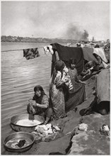 Washerwomen on the banks of the Tigris, Baghdad, Iraq, 1925. Artist: A Kerim