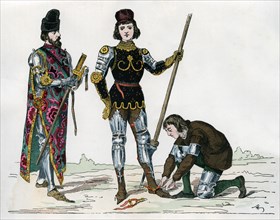 Prince, squire and valet, 15th century (1882-1884). Artist: Unknown