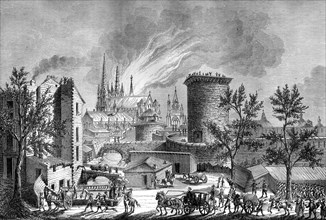 Fire at Saint Andre's Cathedral, Bordeaux, France, 25th August 1787 (1882-1884).Artist: Cosson