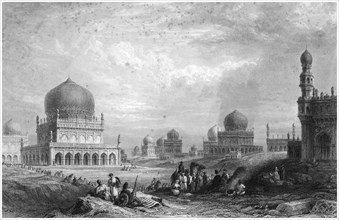 Tombs of the Kings of Golconda, Andhra Pradesh, India, 1844.Artist: Thomas Higham