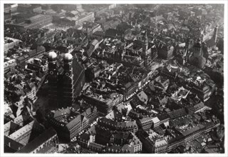 Aerial view of the Frauenkirche, Munich, Germany, from a Zeppelin, c1931 (1933). Artist: Unknown