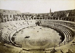 Roman amphitheatre, Nimes, France, late 19th or early 20th century Artist: Unknown