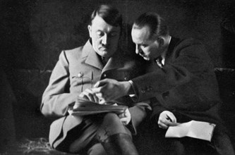 'Dr Dietrich submits press reports to the Führer', 1936. Artist: Unknown