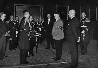Adolf Hitler meeting a Japanese naval delegation, 1934. Artist: Unknown