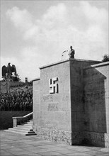 Adolf Hitler giving a speech at the Luitpold Arena, Nuremberg, Germany, 1936. Artist: Unknown