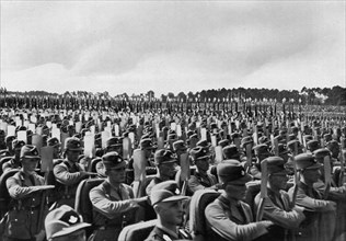 'The work soldiers', Nuremberg Rally, Germany, 1935. Artist: Unknown