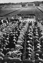 Adolf Hitler speaking at the Nuremberg Rally, Germany, 1935. Artist: Unknown