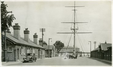 The quarterdeck, Royal Navy training establishment, Shotley, Suffolk, 1936. Artist: Unknown