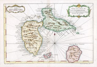 Map of the Caribbean island of Guadeloupe, c1764. Artist: Unknown