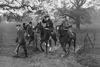 Kings Edward VII of the United Kingdom and Manuel II of Portugal hunting, 1909. Artist: Unknown