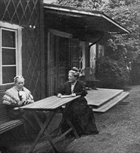 Swedish author Selma Lagerlöf and her mother, Louise, 1909. Artist: Unknown