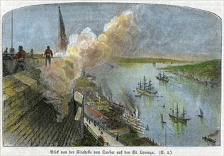 View over the St Lawrence River from the citadel of Quebec, Canada, c1875. Artist: Unknown
