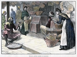 Poultry and egg market in Gibraltar, c1880.Artist: P Naumann