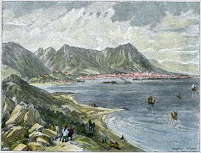 Victoria, Hong Kong, from the Chinese mainland, c1890. Artist: Unknown