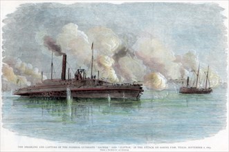 The attack on Sabine Pass, Texas, American Civil War, 8 September 1863. Artist: Unknown