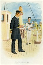 Royal Navy Lieutenant and signal boy, c1890-c1893. Artist: Unknown
