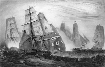 Intrepid behaviour of Captain Charles Napier, 15 April 1809 (c1857).Artist: George Greatbatch