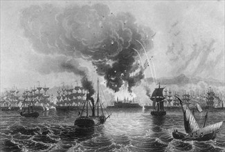 Bombardment of St Jean D'Acre by Admiral Sir Charles Napier, 3 November 1840 (c1857).Artist: H Winkles