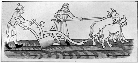 Ploughing, 14th century, (1910). Artist: Unknown