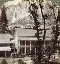 Sentinel Hotel, looking north across the valley to Yosemite Falls, California, USA, 1902. Artist: Underwood & Underwood