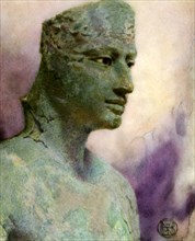 Head of a bronze statue of Pepy I, Ancient Egyptian pharaoh, 24th-23rd century BC (1926).  Artist: Winifred Mabel Brunton