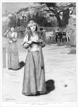'Well played! - a sketch at a ladies' cricket match', 1890. Artist: Edward Frederick Brewtnall