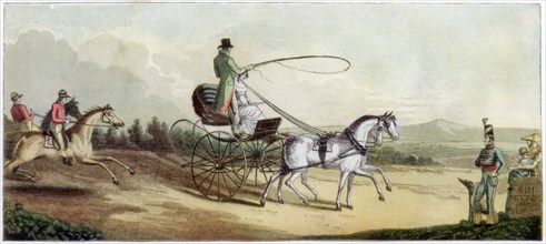 The Prince Regent driving Mrs Q on the road to Brighton, late 18th or early 19th century (1890) Artist: Unknown