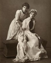 British actresses Eweretta Lawrence and Grace Otway in 'On Change', 1886. Artist: Barraud