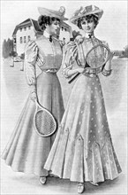 Tennis gowns, girls' attire for August, 1906. Artist: Unknown