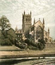 Worcester Cathedral, Worcestershire, c1870. Artist: Hanhart
