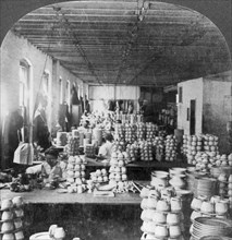 Artists decorating porcelain ware, Trenton, New Jersey, USA, early 20th century(?). Artist: Keystone View Company