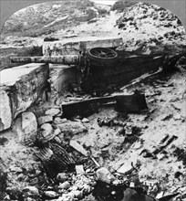 Destroyed German defence battery, Mariakerke, Belgium, World War I, c1914-c1918. Artist: Realistic Travels Publishers