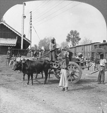 Typical railway station, Katha, Burma, 1908. Artist: Stereo Travel Co