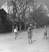 A native ball game in Burma, 1908. Artist: Stereo Travel Co