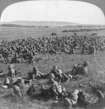 The 9th Division resting on the march to Bloemfontein, South Africa, Boer War, 1901. Artist: Underwood & Underwood
