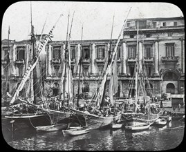 At the quay, Messina harbour, Sicily, Italy, late 19th or early 20th century. Artist: Unknown