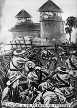 Attack on a fort, January 1897, (c1910). Artist: Unknown