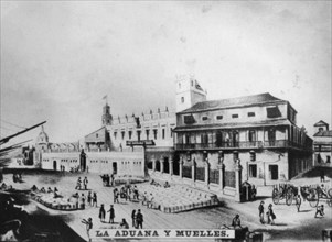 Customs house and wharves, Havana, Cuba, 1841, [c1910]. Artist: Unknown