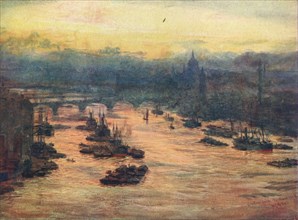 'London, from the Tower Bridge', 1905 (1906). Artist: Unknown