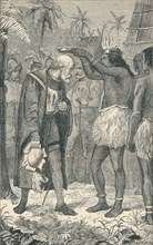 The Cacique Placing a Crown Upon the Head of Columbus, 1904. Artist: Unknown.